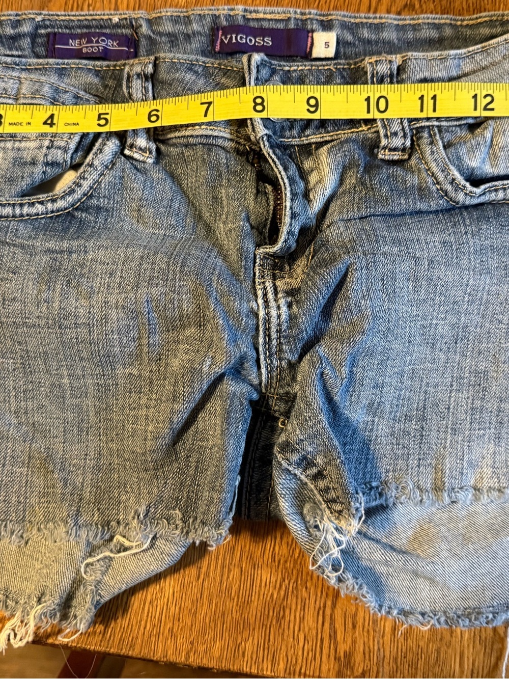 Vigoss Light Blue Frayed Hem Denim Shorts